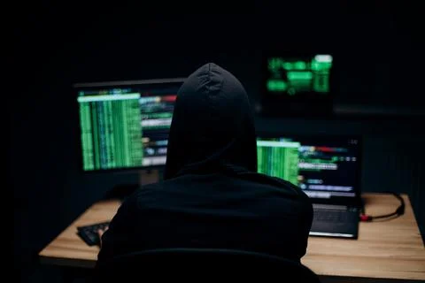 Man hacking into security systems Foto stock