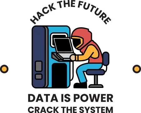 A man is hacking a vending machine in the style of sign illustrations 스톡 일러스트