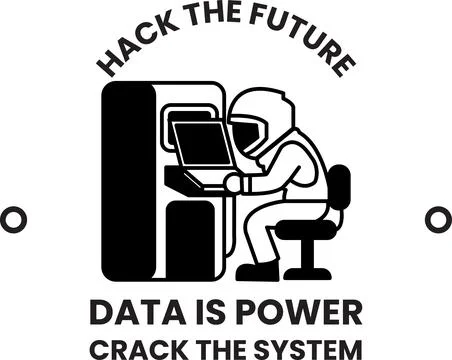 A man is hacking a vending machine in the style of sign illustrations Stockillustratie