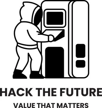 A man is hacking a vending machine in the style of sign illustrations 스톡 일러스트