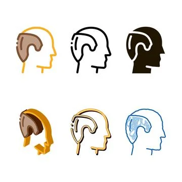 Man hair loss icon vector range outline Stock Illustration