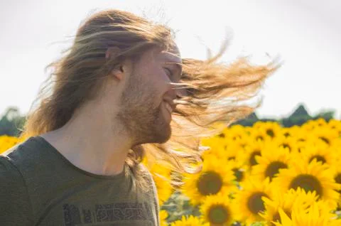 Man hairs at wind Stock Photos