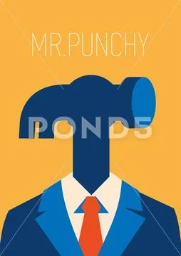 Man hammer. Businessman instead head a sledgehammer. Stock Illustration