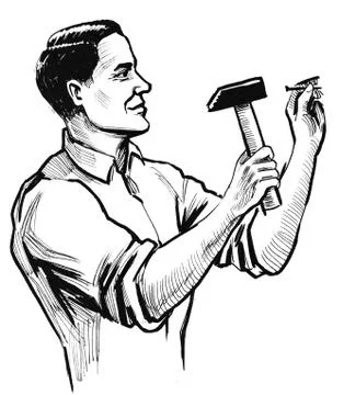 Man with hammer Illustrazione stock