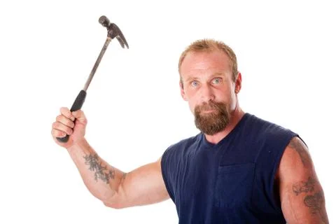 Man with hammer Stock Photos