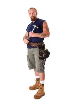 Man with hammer Stock Photos