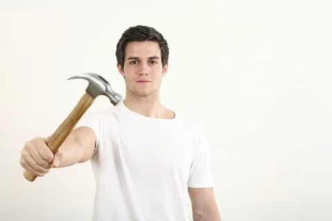 Man with a hammer Foto stock