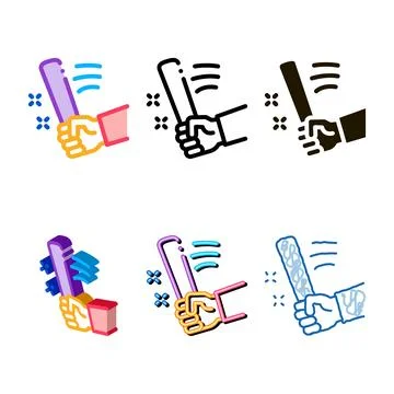 Man hand with bat range icon vector outline Stock Illustration