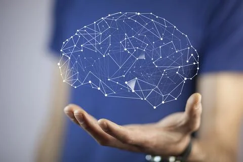 Man hand  brain Stock Photos