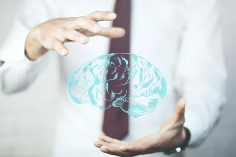 Man hand  brain Foto stock