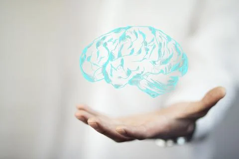Man hand  brain Foto stock