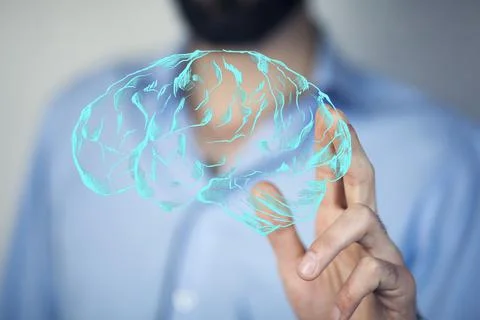 Man hand  brain Foto stock