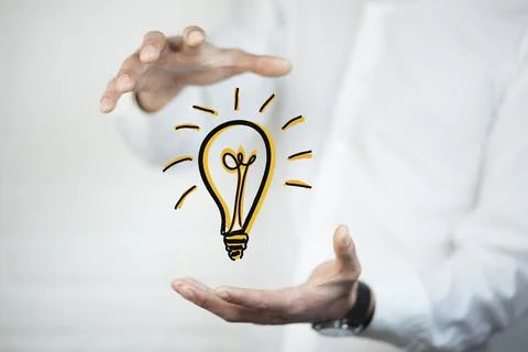 Man hand bulb Stock Photos