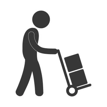 Man with hand car delivery boxes worker figure pictogram Stockillustratie