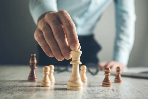 Man hand chess Stock Photos