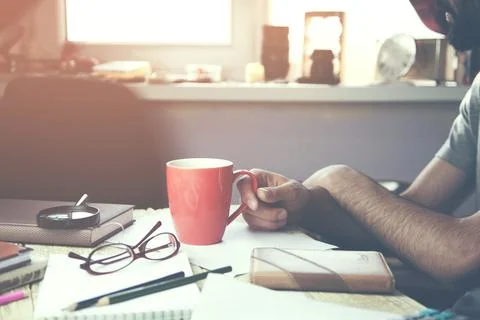 Man hand coffee Stock Photos
