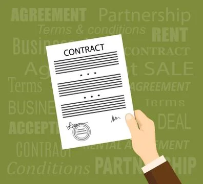 Man hand with a contract Stock Illustration