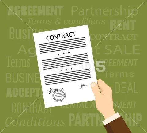 Man hand with a contract Stock Illustration