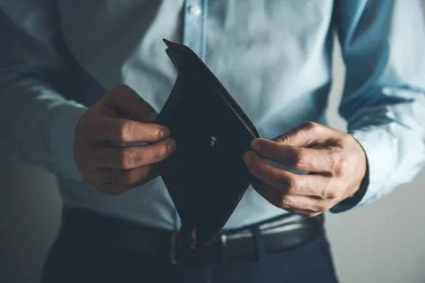 Man hand empty wallet Stock Photos