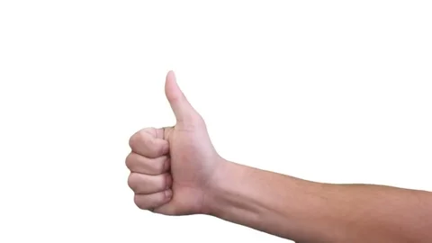 Man Hand Gestures Man Hand Gestures Thumbs up and down on white background Stock Footage 70859698