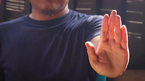 Man hand gesturing to stop Stock-Footage 334024162