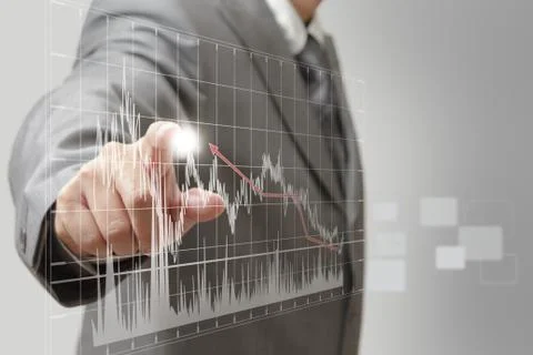 A man hand graph 스톡 일러스트