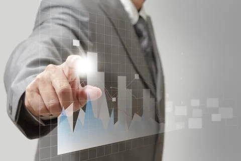 A man hand graph Stock Illustration