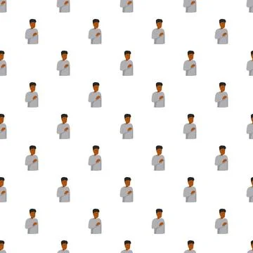 Man with hand on heart pattern swearing allegiance 库存插图