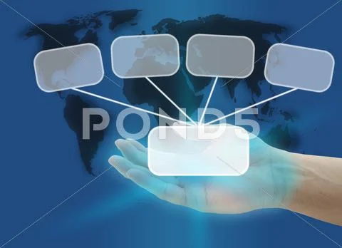 Man hand hold button Stock Illustration