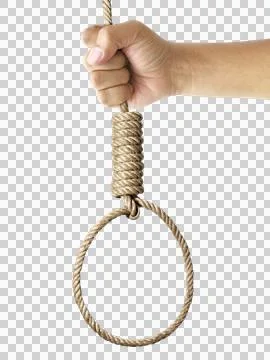 Man hand hold Loop hemp rope, transparent background Stock Illustration