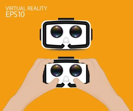 Man hand hold Virtual reality glasses. 库存插图