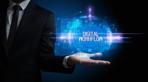 Man hand holding digital technology concept Foto stock