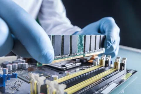 Man hand holds computer element Stock Photos