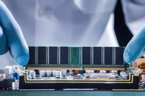 Man hand holds computer element Stock Photos