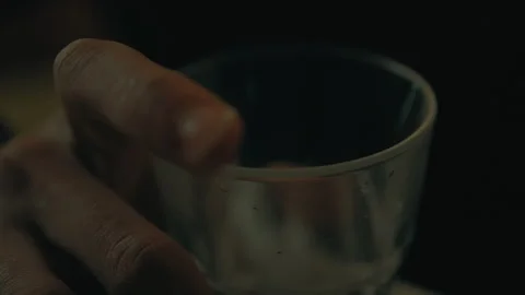 Man Hand holds empty glass Stock Footage 327978827