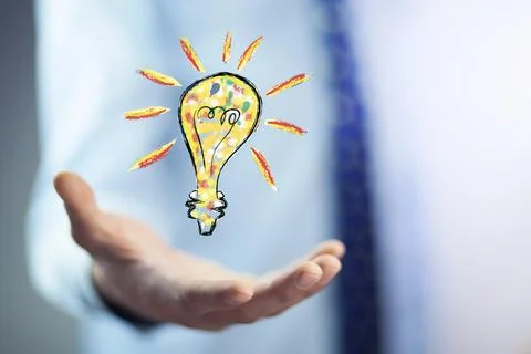Man hand idea or light bulb Stock Photos