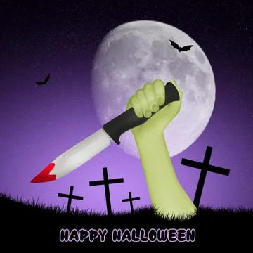 Man hand with knife in the cemetery Illustrazione stock