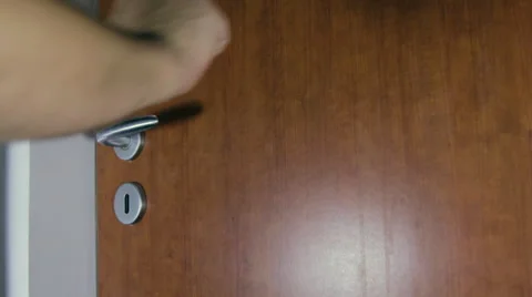 Man Hand Knocking On A Door, Interior, Apartment Building, Medium Shot Stock Footage 43533578