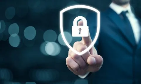 Man hand lock in screen Foto stock