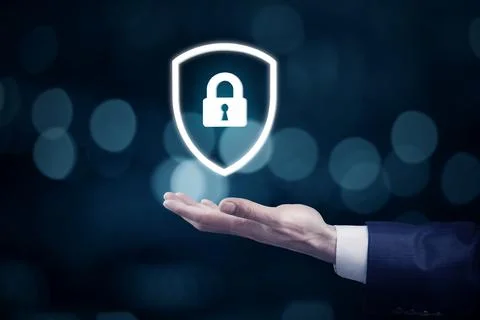 Man hand lock in screen Stock Photos