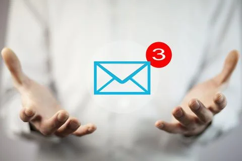 Man hand message in screen Stock Photos