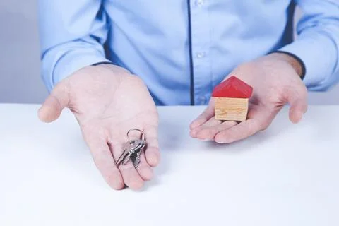 Man hand mouse model and key Stock Photos