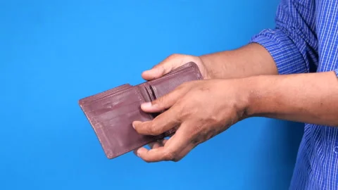 Man hand open an empty wallet with copy space. Stock Footage 140396426