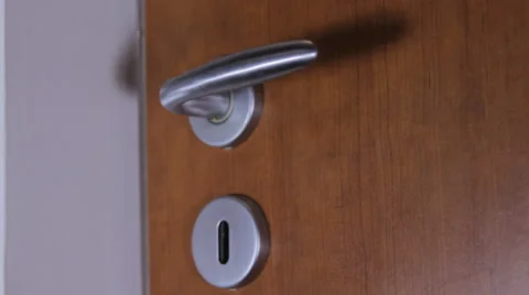 Man Hand Opening A Door, Close Up Of Door Handle, Interior, Apartment Door Stock Footage 43622480