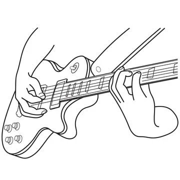 Man hand playing guitar Stock Illustration