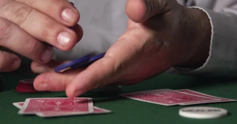 Man Hand Playing With A Stack Of Chips Stock Footage 243263547