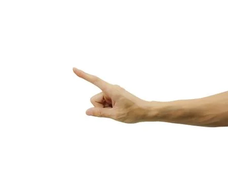 A man hand pointing or touch screen isolated on white background. Carefully c Stock Photos