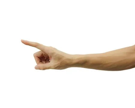 A man hand pointing or touch screen isolated on white background. Stock Photos