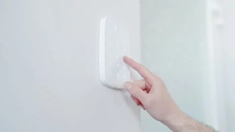 Man hand pressing the security code combination to unlock the door. Businessman  스톡 동영상 195183596