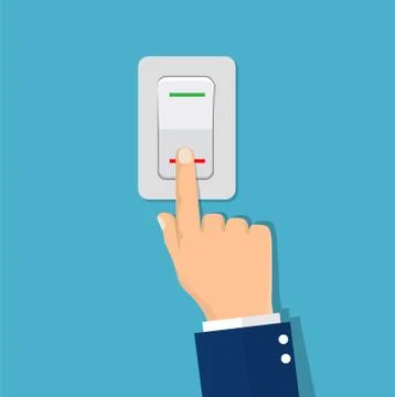 Man hand push button switch. Stock Illustration
